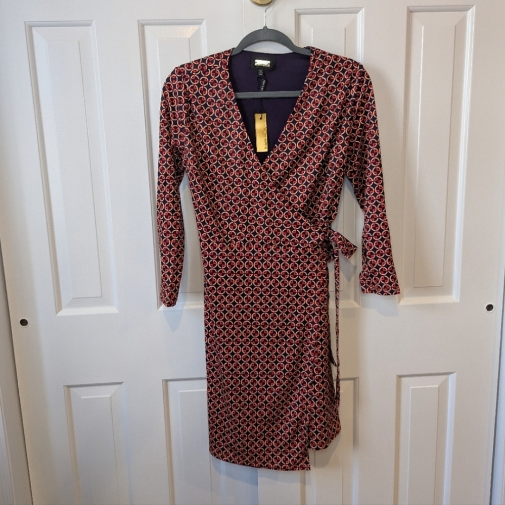 NWT Alexia Admor Wrap Dress Amelia XS Geometric Navy